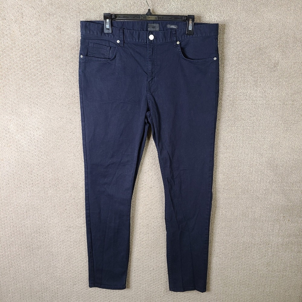 H&M Pants‎ Mens 36x31 Navy Blue Slim Fit 5 Pocket Chino Cotton Blend Stretch
